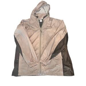 Mens XXL Columbia Watertight II Packable Rain Jacket Hooded Zipper Beige Taupe